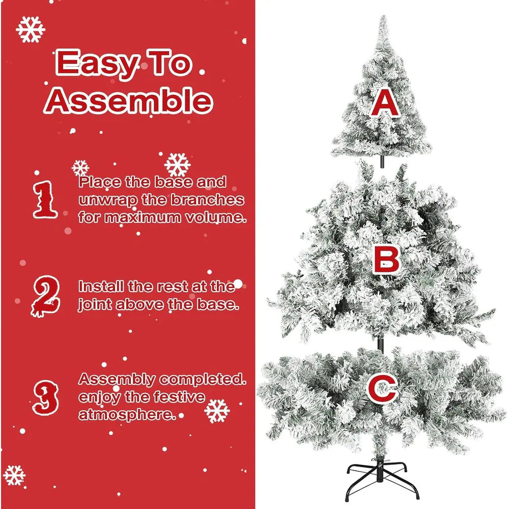 Create a Winter Wonderland with a Frosted Flocked Christmas Tree & Stable Metal Stand