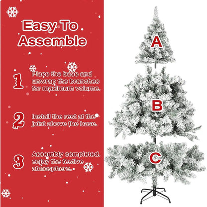 Create a Winter Wonderland with a Frosted Flocked Christmas Tree & Stable Metal Stand