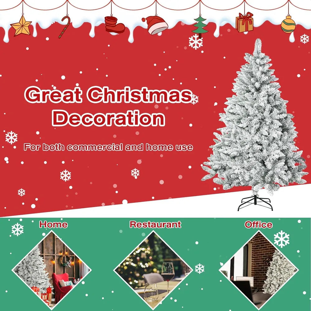 Create a Winter Wonderland with a Frosted Flocked Christmas Tree & Stable Metal Stand