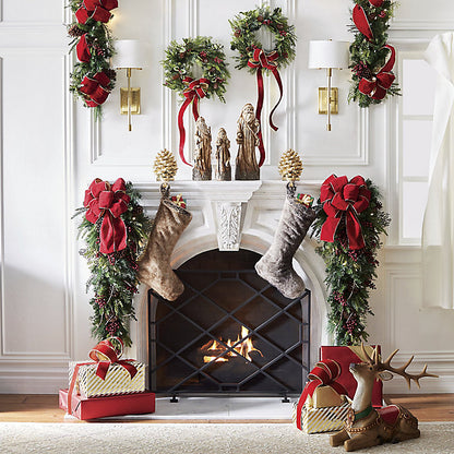 Christmas Cheer Cordless Teardrop Swag with Bow