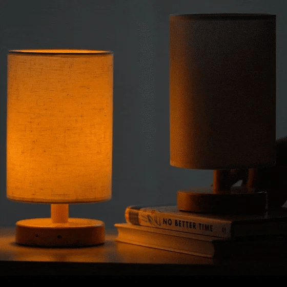 Naawe Nordic Wooden USB Table Lamp - Handwoven Linen Shade & Adjustable Warm Light - Naawe
