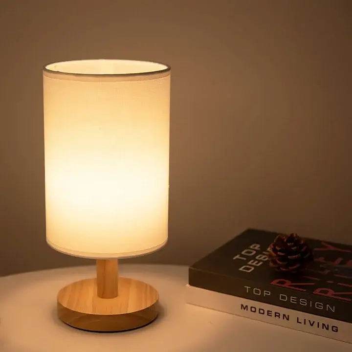 Naawe Nordic Wooden USB Table Lamp - Handwoven Linen Shade & Adjustable Warm Light - Naawe