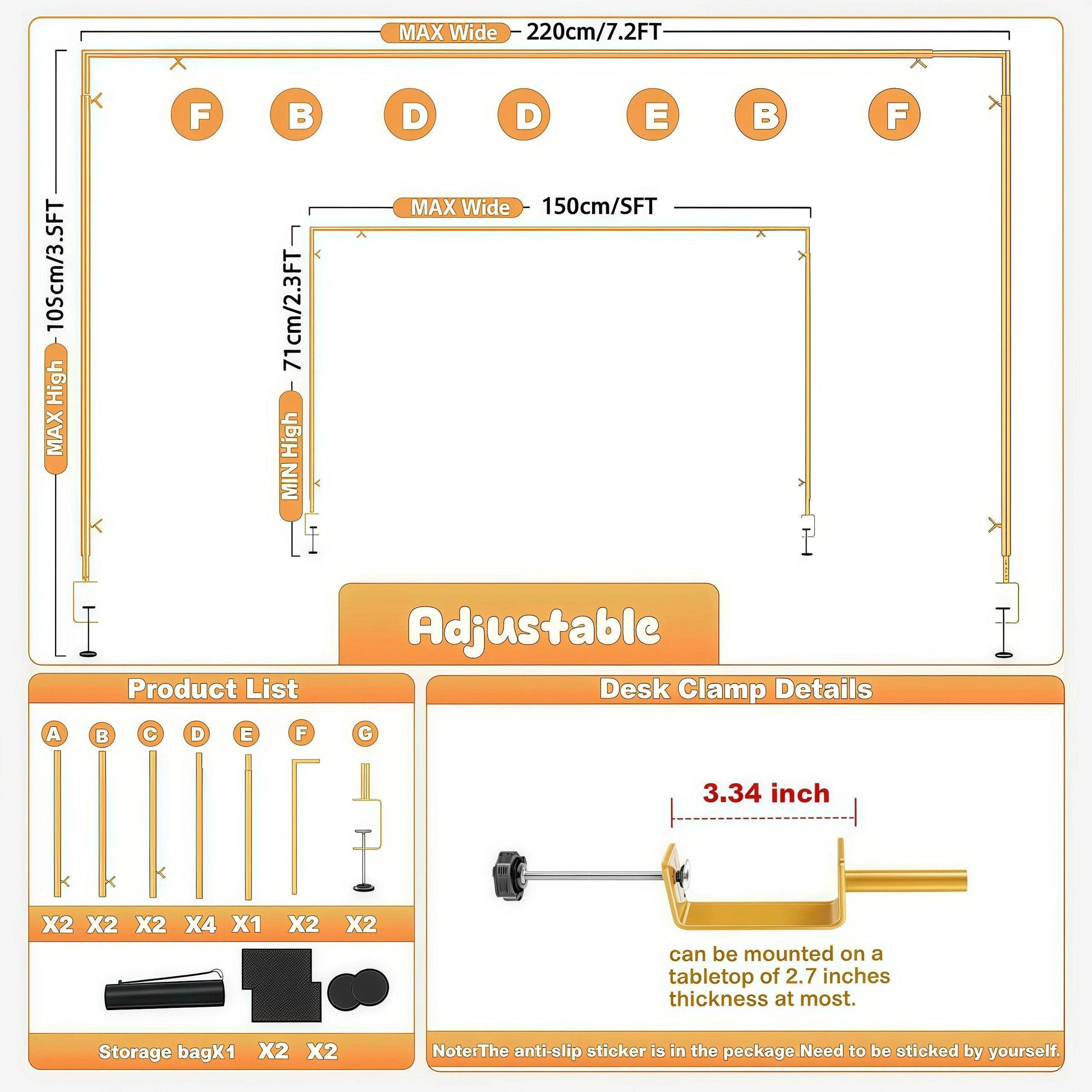 Naawe™ Over The Table Rod Stand with Clamps - Naawe