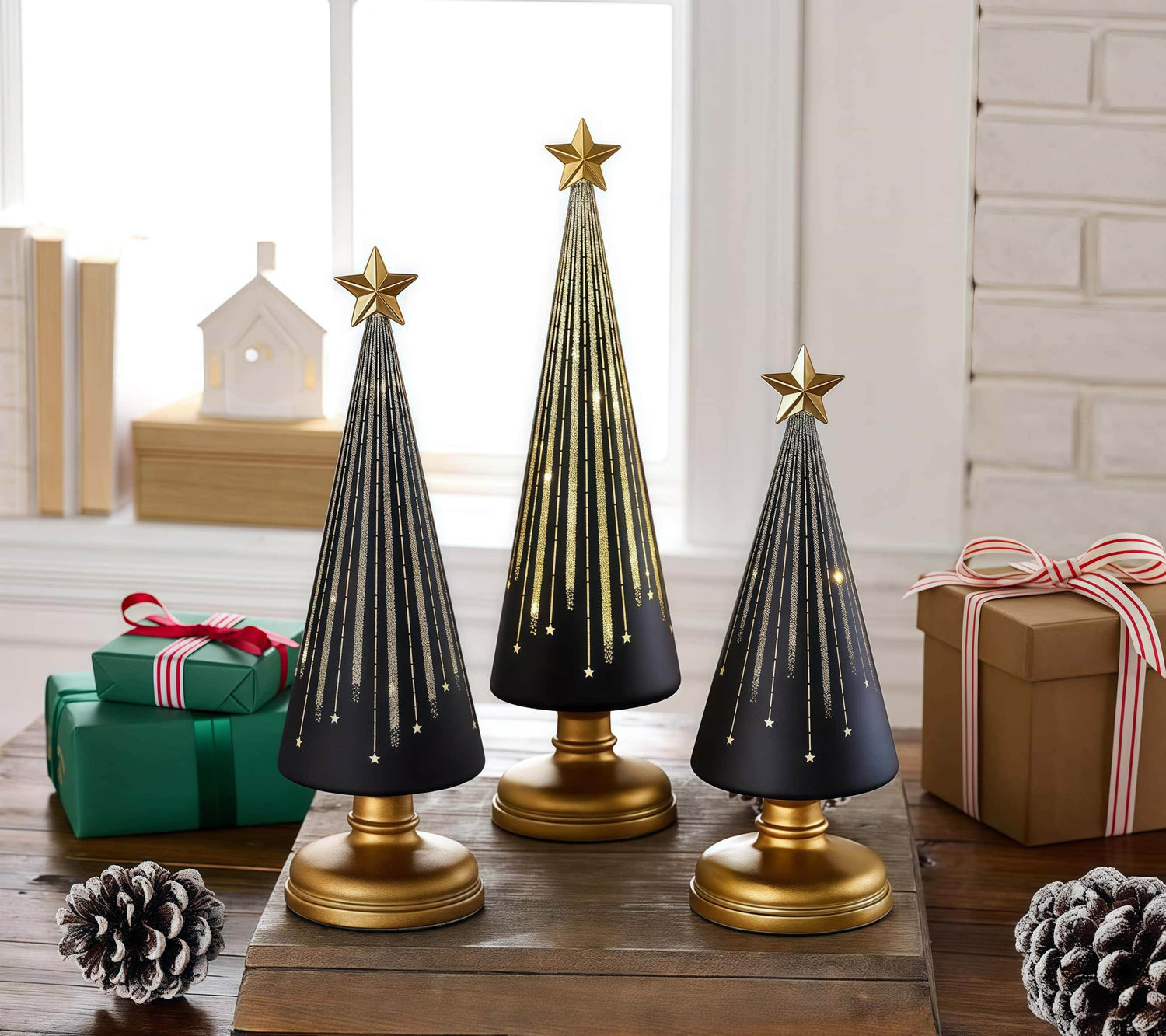 Illuminated Starry Night Christmas Trees Set of 3 from NAAWE - Naawe