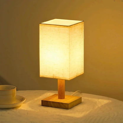 Naawe Nordic Wooden USB Table Lamp - Handwoven Linen Shade & Adjustable Warm Light - Naawe
