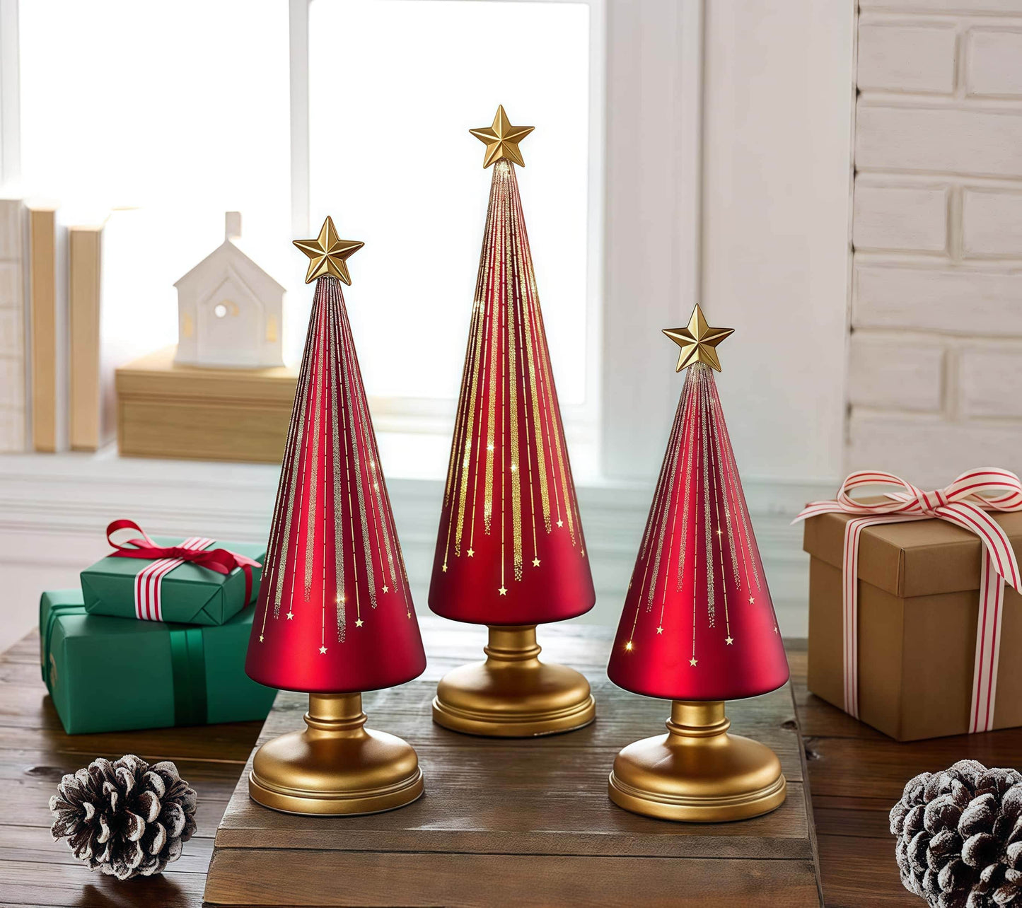 Illuminated Starry Night Christmas Trees Set of 3 from NAAWE - Naawe