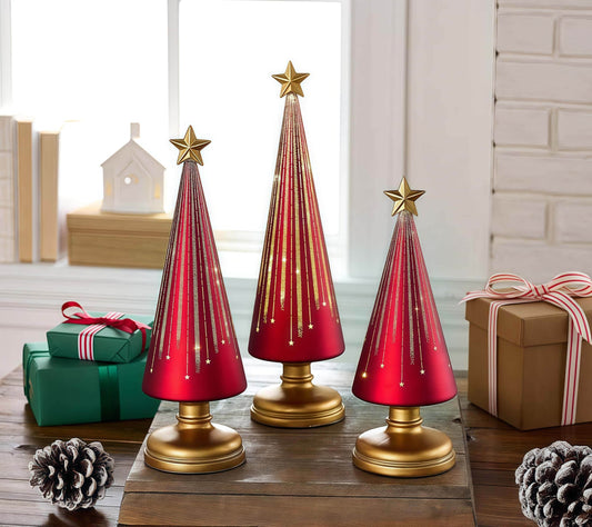 Illuminated Starry Night Christmas Trees Set of 3 from NAAWE - Naawe